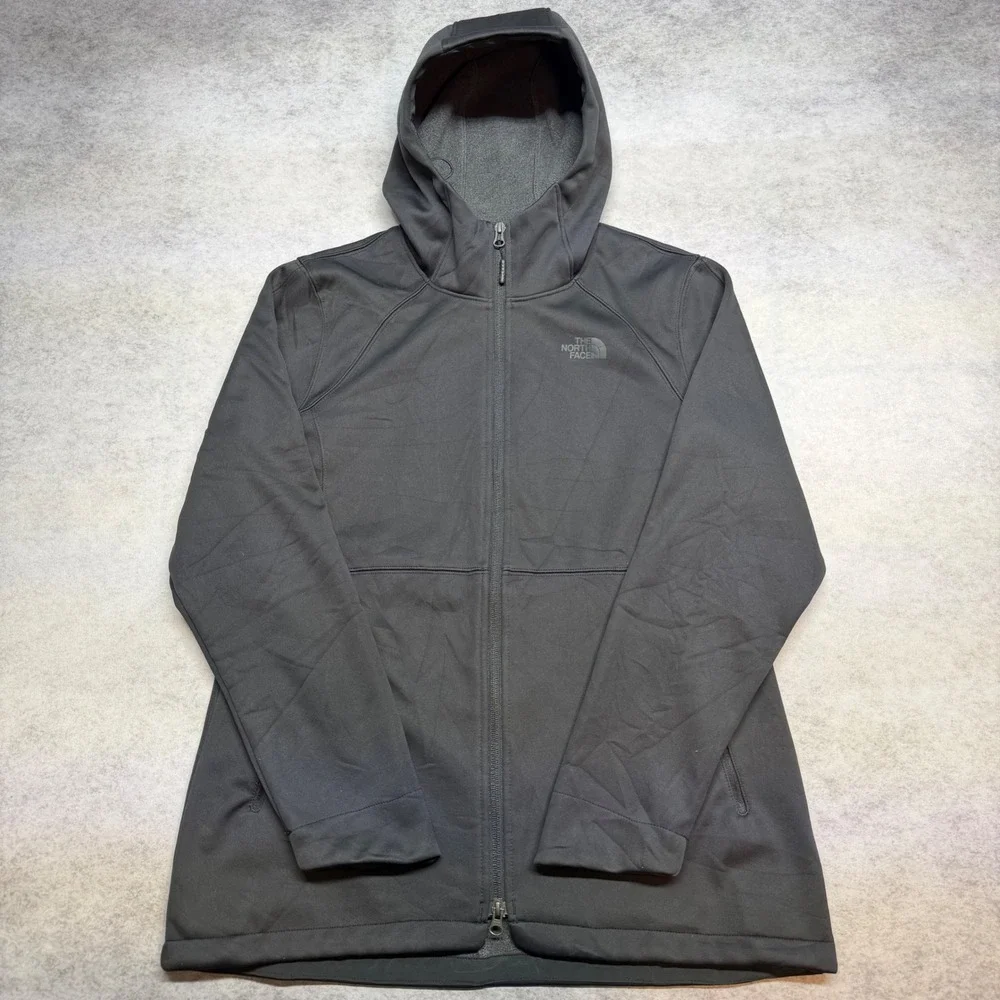 The North Face WindWall Softshell Full Zip Womens Large Black Hooded Jacket
